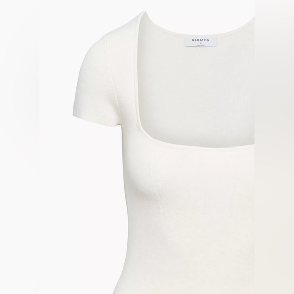 Aritzia Babaton Emerge Mini Dress White Birch Cream Ribbed Bodycon - Picture 7 of 11